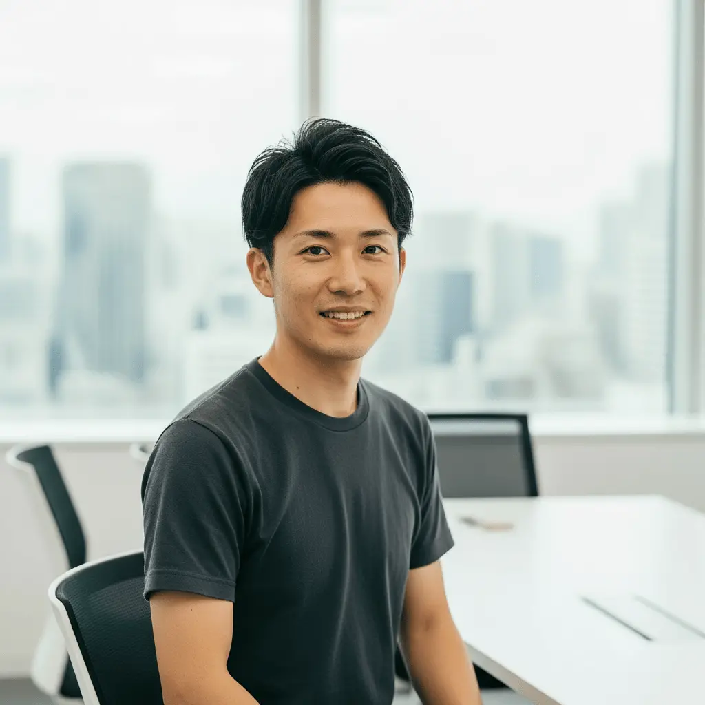 黒いスーツを着た笑顔の男性