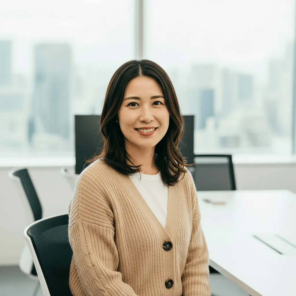 ヘルメットを被った技術者が腕を組んでいる様子
