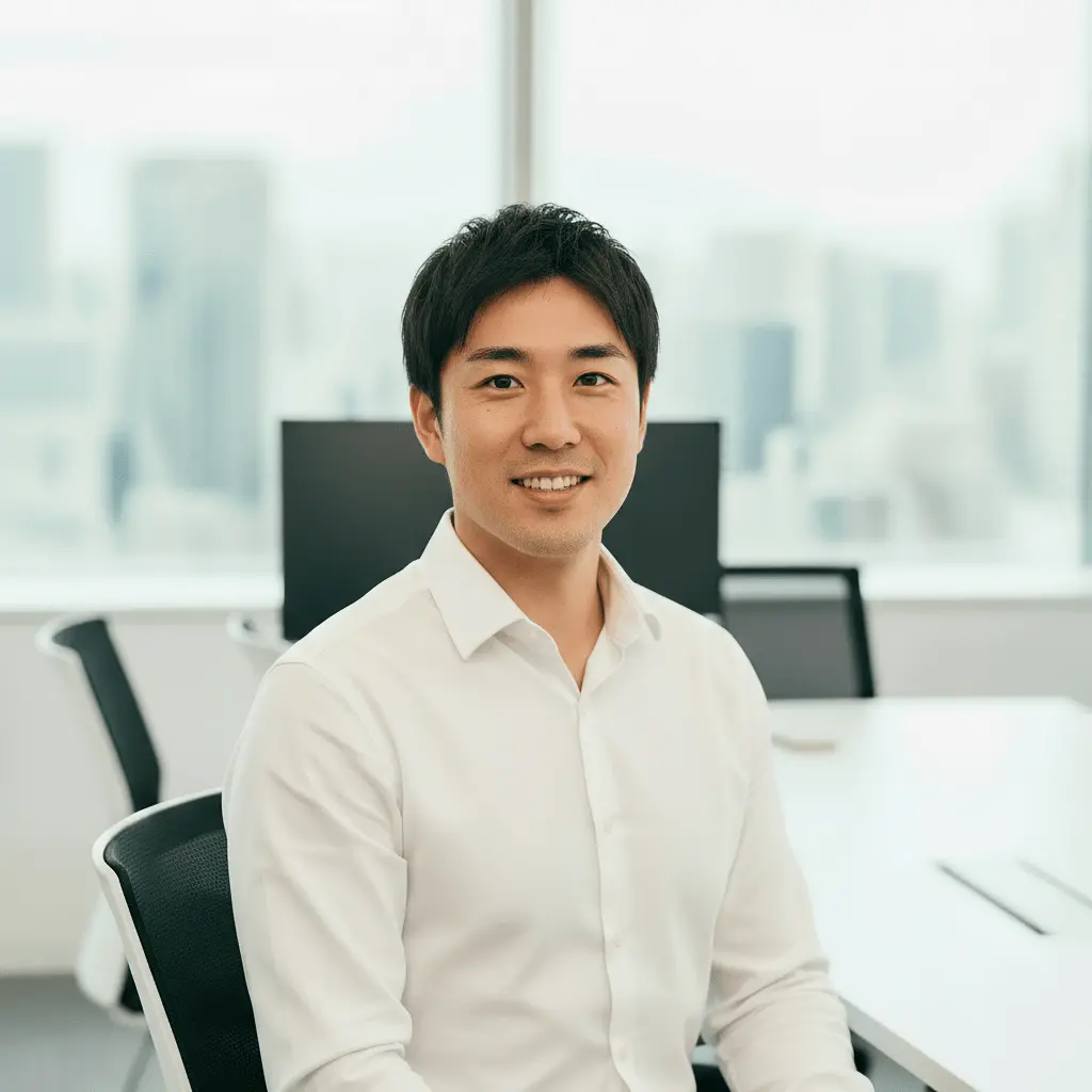 ヘルメットを被った技術者が腕を組んでいる様子
